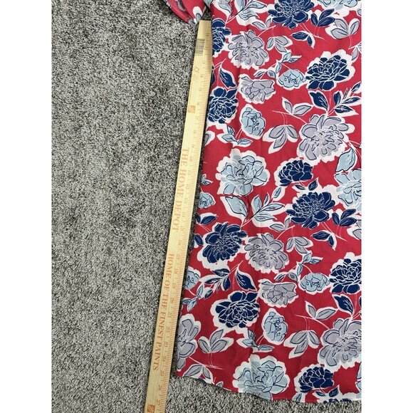 Andree by Unit Pink Floral Shift Dress L Tie Sleeve Scoop Neck Knee Length - Picture 4 of 12